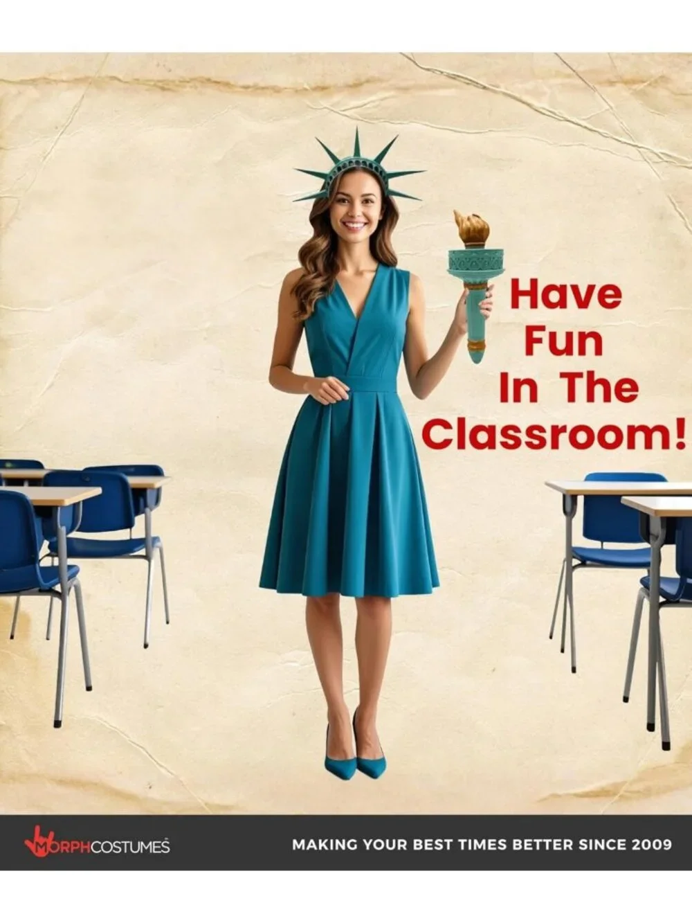 Statue of Liberty Crown & Torch Set - Green Costume Accessory for Parties